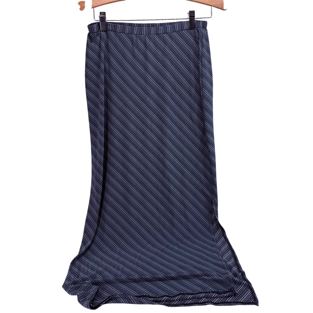 Giorgio Fiorlini Collection Blue Pinstripe Maxi Skirt Medium Made in USA Stretch